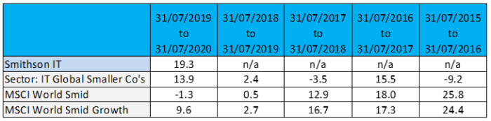 Smithson Investment Trust Perfomance